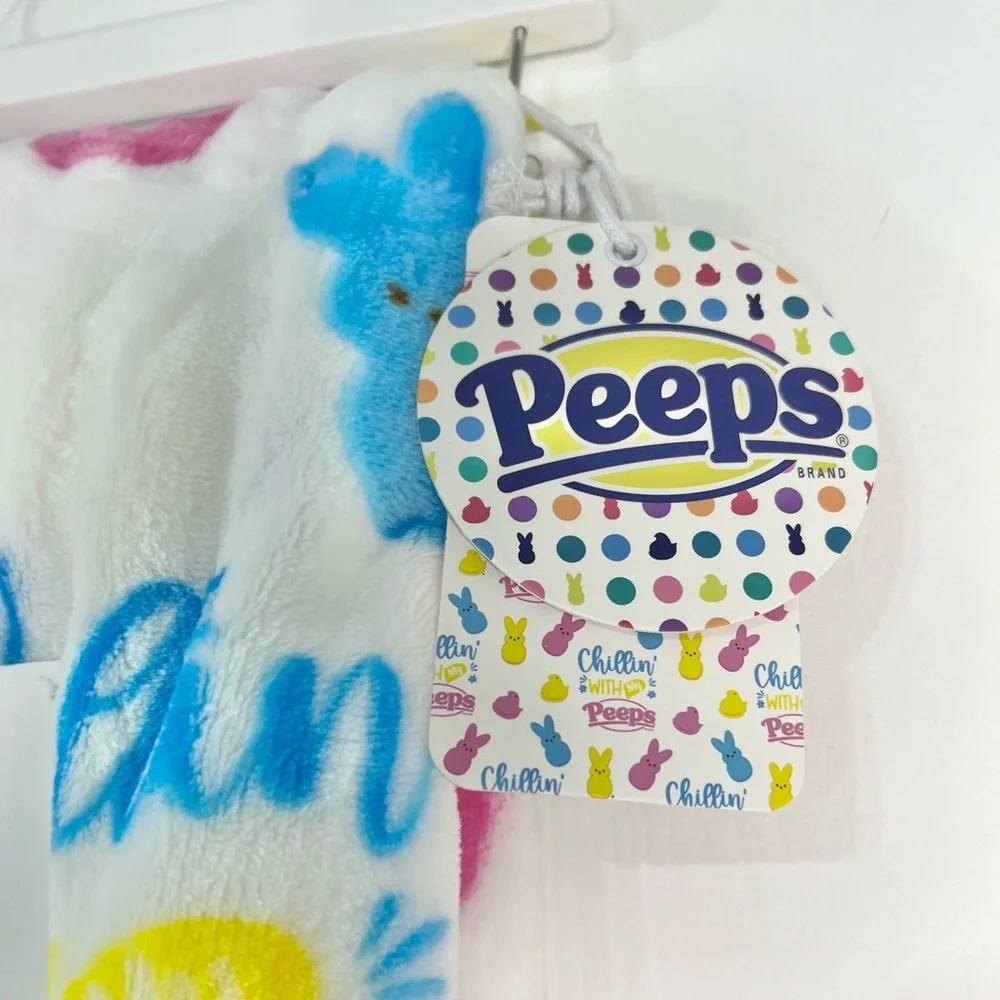 Chillin With My Peeps Throw Blanket Soft Plush Chicks & Easter Bunnies 50”x 60”